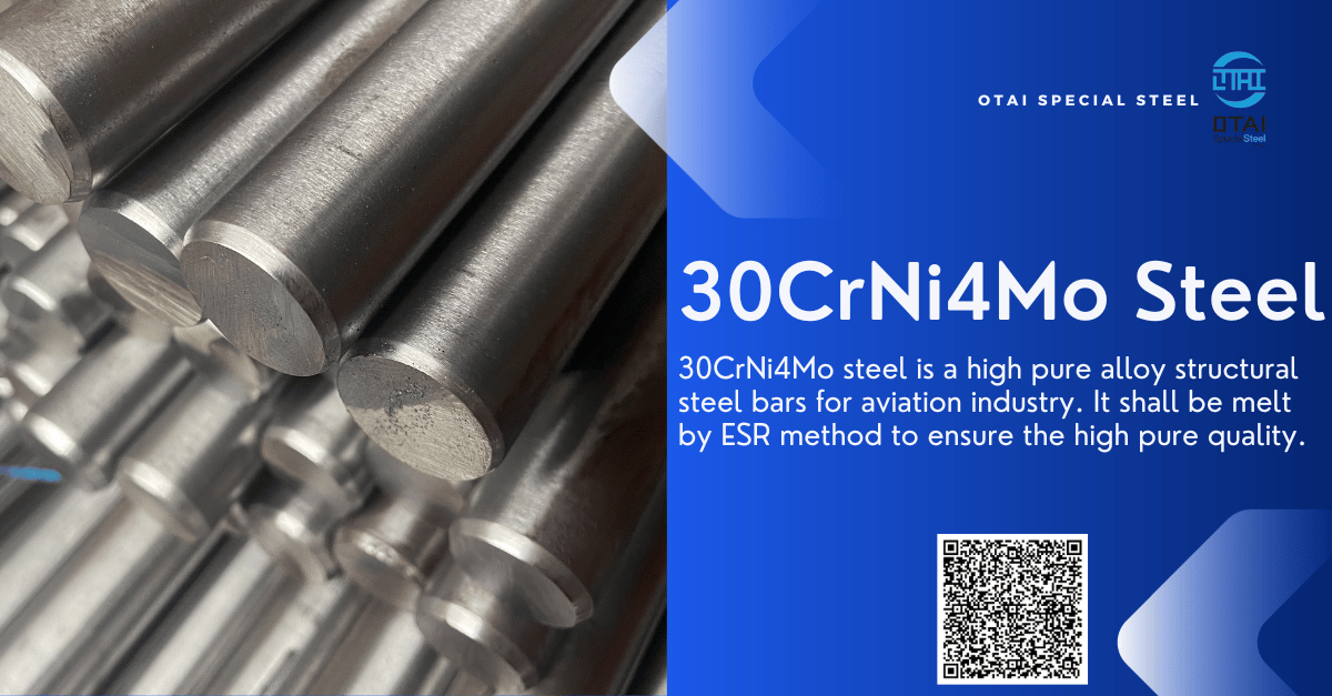 GJB 30CrNi4Mo Steel high pure aviation alloy steel round bar, best supplier Otai, top quality